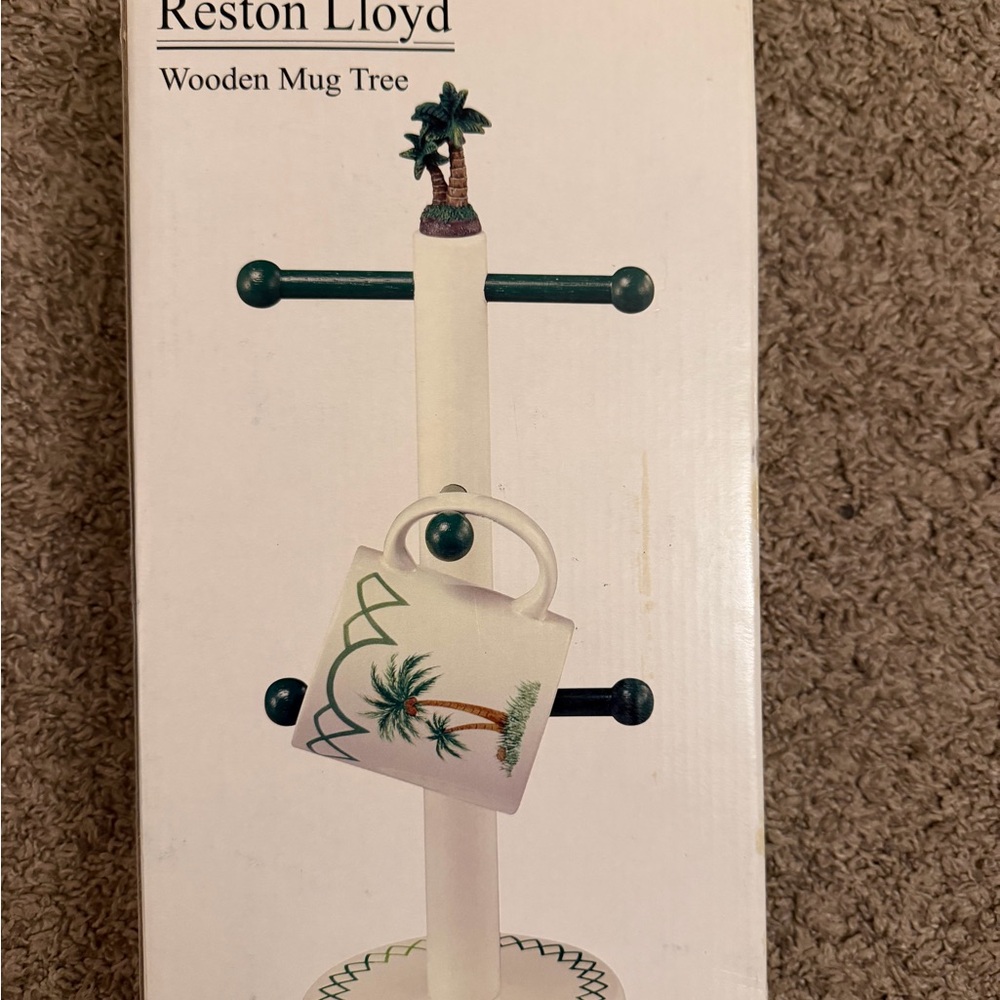 Palm Tree Mug Holder - White and Green